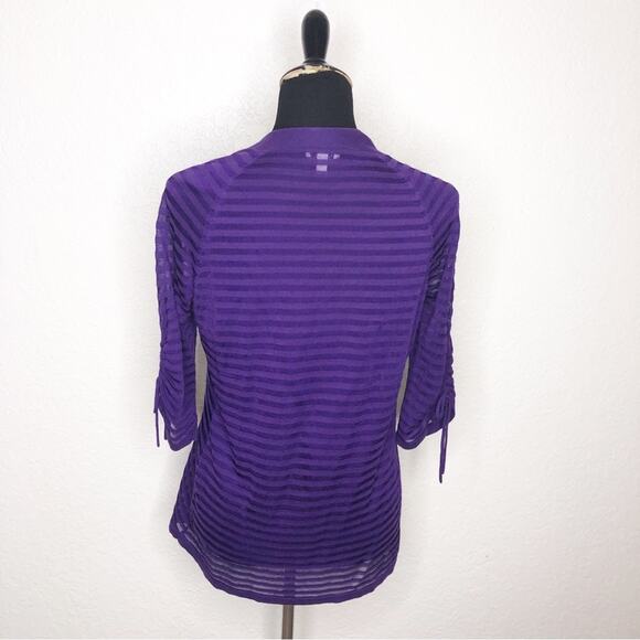 Cache purple striped tie sleeve open front cardigan size Medium - Picture 16 of 16